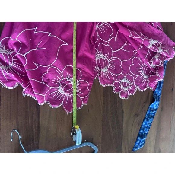 Anthropologie Eloise Floral Embroidered Kimono Robe Dress M/L Pink Boho Lounge - Picture 10 of 11